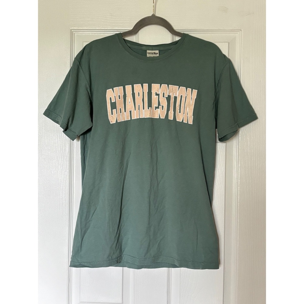 ComfortWash Charleston Graphic T-Shirt Sage Green Cotton Mens Medium